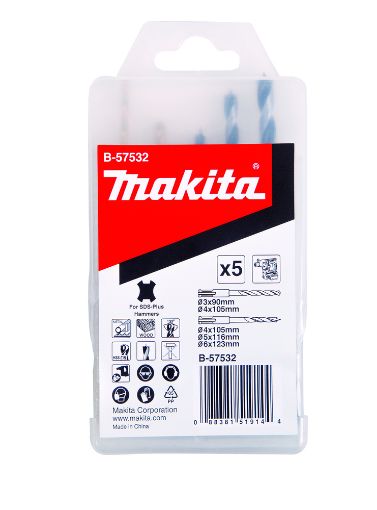 Puuride kompl. Makita SDS-Plus 5tk pilt