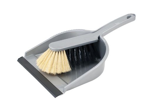 Hari + kühvel must-valge plastik harjased pilt