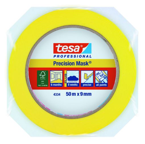Maalriteip Tesa Precision 9mmx50m kollane pilt