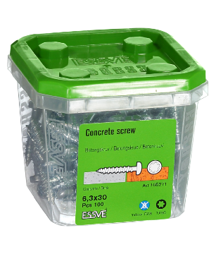 Kuva Betoonikruvi Essve 6,3x30 tsink C1 100tk andmed Betoonikruvi Essve 6,3x30 tsink C1 100tk pilt