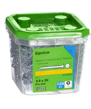 Kuva Kipsikruvi Essve puidule 3,9x30 tsink C1 250tk andmed Kipsikruvi Essve puidule 3,9x30 tsink C1 250tk pilt
