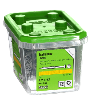 Kuva Terrassikruvi Essve Classic 4,2x42 roostevaba A2 250tk andmed Terrassikruvi Essve Classic 4,2x42 roostevaba A2 250tk pilt