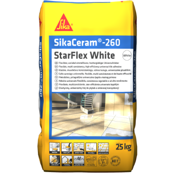 Kuva Plaatimissegu SikaCeram 260 StarFlex valge 25kg andmed Plaatimissegu SikaCeram 260 StarFlex valge 25kg pilt