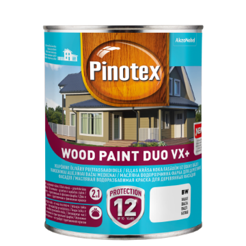 Kuva Puitfassaadivärv Pinotex Wood Paint Duo VX+ valge BW 1l andmed Puitfassaadivärv Pinotex Wood Paint Duo VX+ valge BW 1l pilt