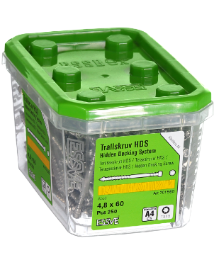 Kuva Terrassikruvi Essve 4,8x60 roostevaba C5 HDS 250tk andmed Terrassikruvi Essve 4,8x60 roostevaba C5 HDS 250tk pilt