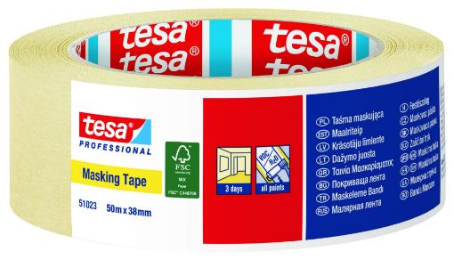 Maalriteip Tesa 38mmx50m 50°C (51023 kollakas) pilt