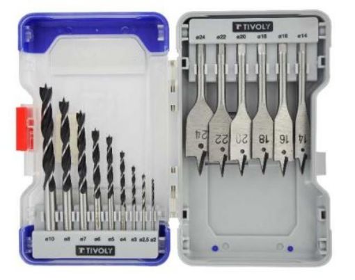 Puidupuuride komplekt 15osa - 6 lapikpuuri + 9 spiraalpuuri pilt