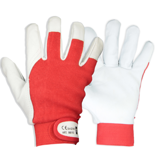 Töökindad kitsenahk velcro punane 8610 nr8 pilt