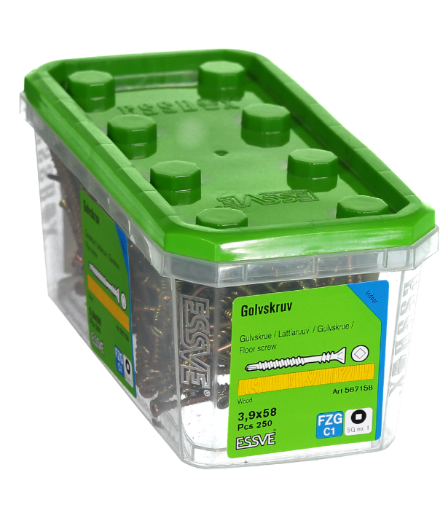 Põrandakruvi Essve 3,9x58 tsink C1 kollane 250tk pilt