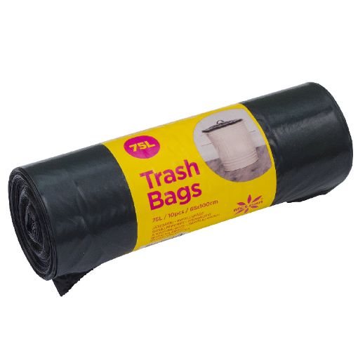 Prügikott 75l 10tk/rl must pilt