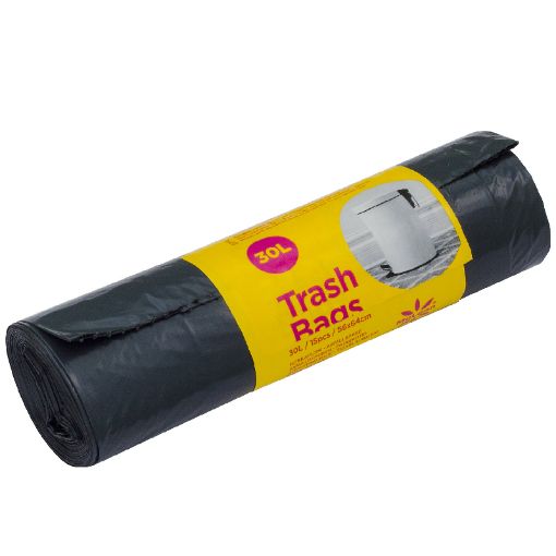 Prügikott 30l 15tk/rl must pilt