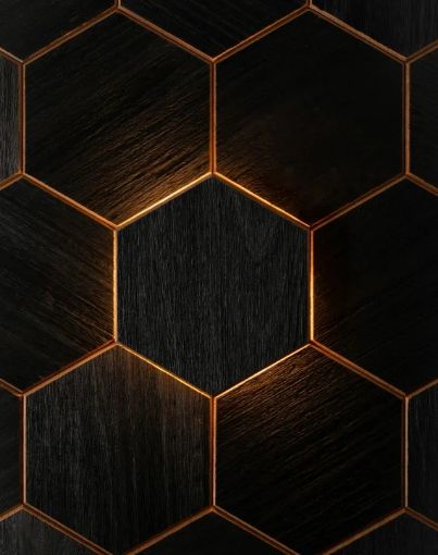 Seinapaneeli lamp Hexa XL Thermo Black Abach LED pilt